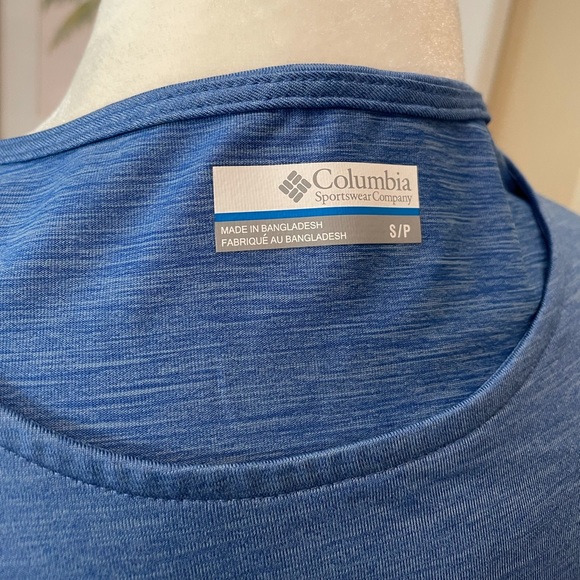 Columbia Blue Tee Wicking Omni Shade UPF Trek Hike - Picture 5 of 5